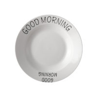 Белая столовая посуда с надписями Good morning