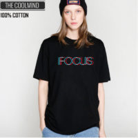 Женская хлопковая свободная футболка с надписью FOCUS