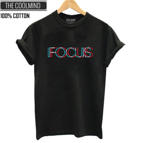 Женская хлопковая свободная футболка с надписью FOCUS