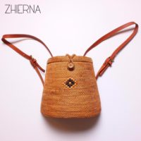 ZHIERNA Плетеный женский летний рюкзак из ротанга