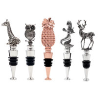 Пробка металлическая для бутылки вина в виде жирафа, совы, ананаса, русалки, оленя