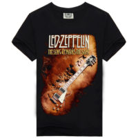 Мужская черная хлопковая футболка с символикой рок-группы Led Zeppelin