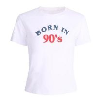 Женская белая футболка с надписью Born in 80’s/90’s/00’s
