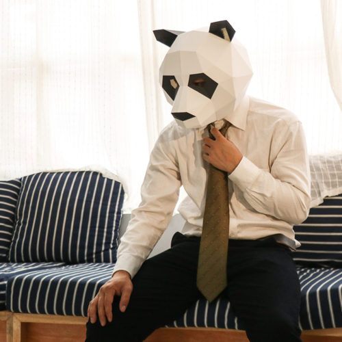 DIY маска панды из бумаги (картона) на голову