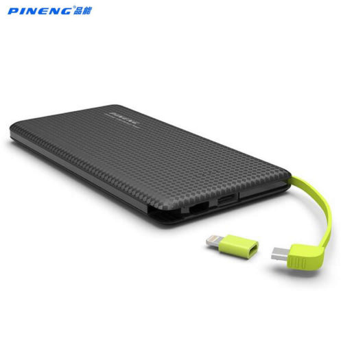 Pineng PN951 Power Bank портативное зарядное устройство 10000 мАч с встроенным кабелем разъема micro USB и для устройств Apple 8pin