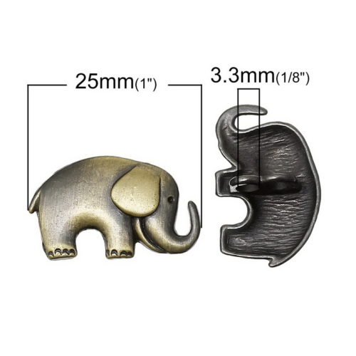 Металлические пуговицы слоны 25 мм 20 шт.