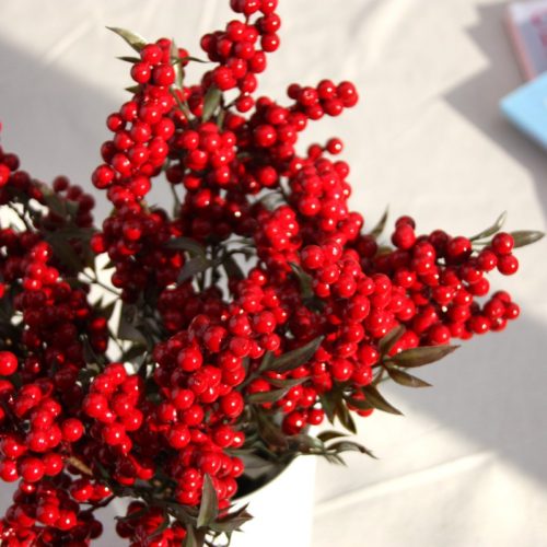 Искусственные веточки с красными ягодами рябины для DIY поделок, новогодних венков