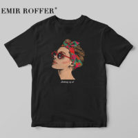 EMIR ROFFER черная или белая женская футболка с рисунком девушки