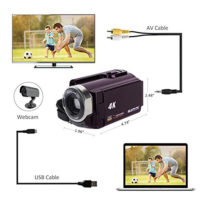 Видеокамера с широкоугольным объективом 4К Ultra HD 60 FPS