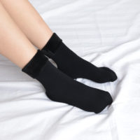 Зимние черные или бежевые женские утепленные бесшовные носки