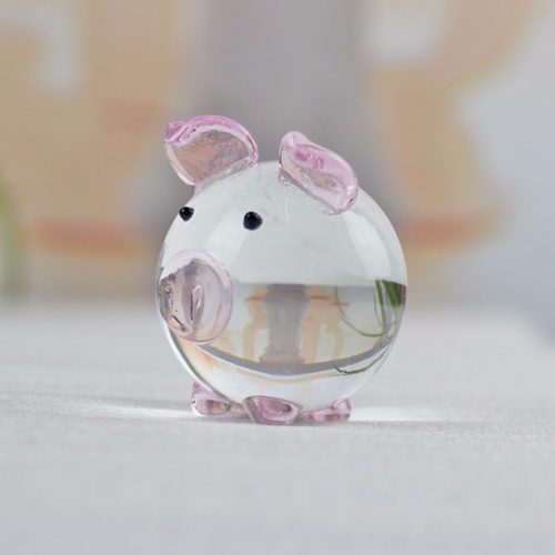 Стеклянные прозрачные миниатюрные фигурки свиньи