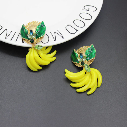 Серьги с листьями и гроздьями бананов