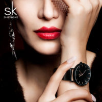 Модные женские наручные кварцевые часы Shengke