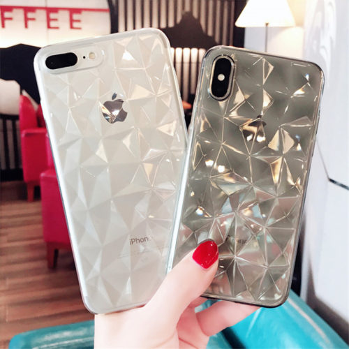 Текстурированный мягкий силиконовый чехол с гранями алмаза для всех моделей iPhone (айфон)