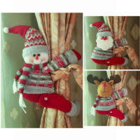 Новогодняя мягкая игрушка держатель штор в виде снеговика, Санта Клауса или оленя