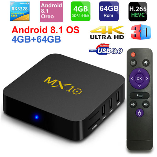 MX10 медиаплеер смарт тв-приставка к телевизору Smart TV BOX Android 8.1 4K USB 3.0 HDR
