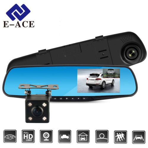 E-ACE Full HD 1080P автомобильный видеорегистратор-камера зеркало заднего вида