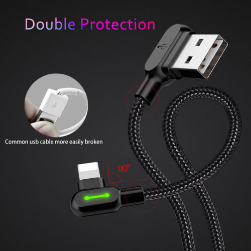 MCDODO Прямоугольный светодиодный USB кабель для зарядки iPhone и других смартфонов (Lightning, Type-C, Micro)