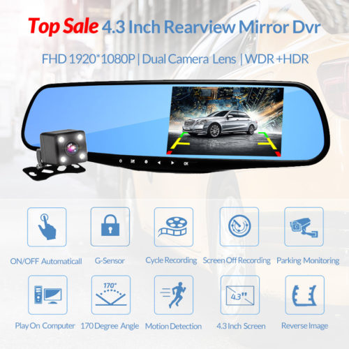 E-ACE Full HD 1080P автомобильный видеорегистратор-камера зеркало заднего вида