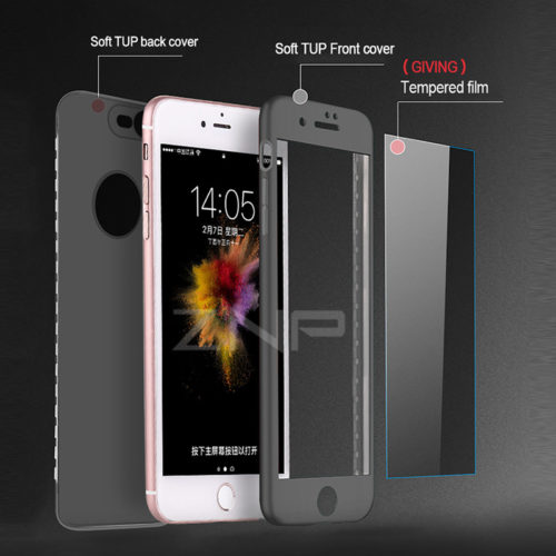 ZNP Силиконовый двусторонний мягкий TPU чехол-обложка 360 со стеклом для iPhone (айфон)