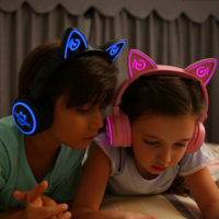 Mindkoo беспроводные мигающие LED Bluetooth наушники-гарнитура с кошачьими ушками, светодиодной подсветкой и микрофоном
