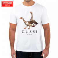 Мужская прикольная футболка с принтом и надписью GUSSI