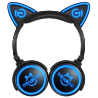 Mindkoo беспроводные мигающие LED Bluetooth наушники-гарнитура с кошачьими ушками, светодиодной подсветкой и микрофоном