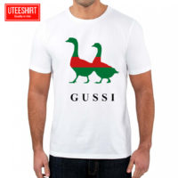 Мужская прикольная футболка с принтом и надписью GUSSI