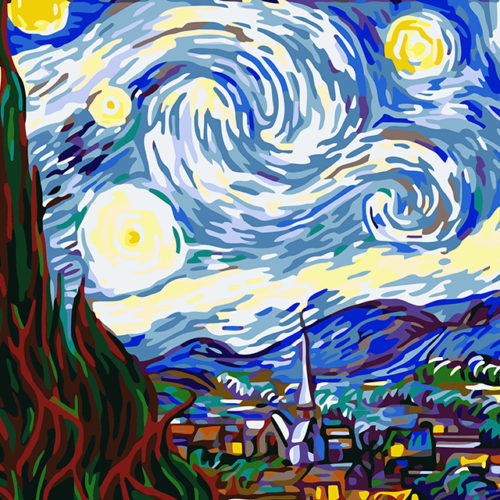 Картина раскраска по номерам Звездная ночь Ван Гога 40×50 см