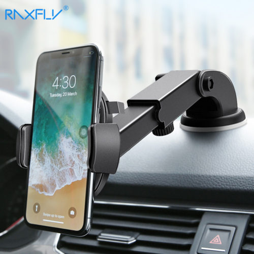 RAXFLY Универсальный держатель для телефона на присоске в автомобиль на лобовое стекло или приборную панель