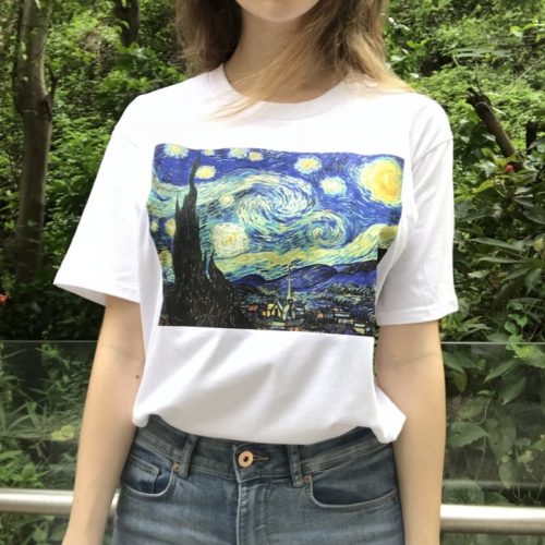 Женская белая футболка с картинами Ван Гога