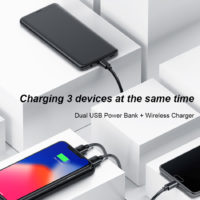 Baseus QI Портативное зарядное устройство power bank Dual USB с функцией беспроводной зарядки 8000 мАч