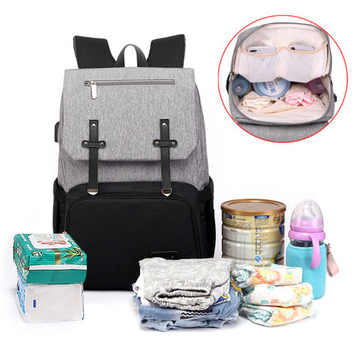 Водонепроницаемый рюкзак для молодой мамы с термоотделением, креплением на коляску и USB подогревом бутылочек