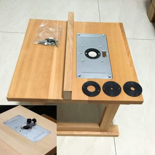 Алюминиевая пластина для фрезерного стола + 4 кольца-вставки для деревообработки