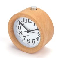 Круглые деревянные настольные часы будильник