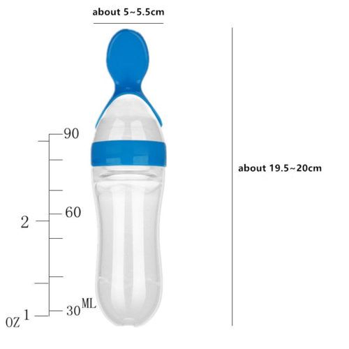Силиконовая бутылочка 90 мл с ложкой для кормления