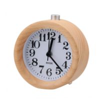 Круглые деревянные настольные часы будильник