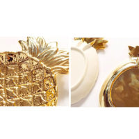 Декоративная золотая керамическая тарелка лоток в виде ананаса
