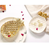 Декоративная золотая керамическая тарелка лоток в виде ананаса