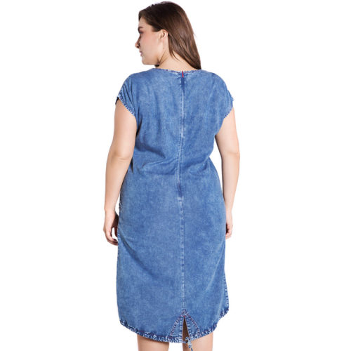 Женское джинсовое платье с коротким рукавом Plus Size (большие размеры до 6XL)