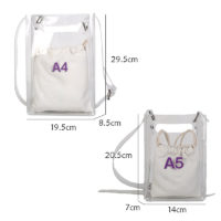 Женская прозрачная и фиолетовая сумка кроссбоди через плечо с надписью A4 и A5