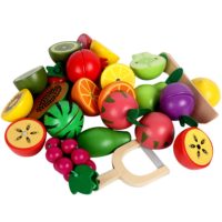 Детский деревянный набор для игр Корзина с магнитными фруктами