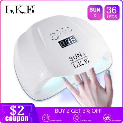 LKE SUNX 54 Вт УФ Сушилка гель-лака лампа для ногтей с таймером 30/60 сек