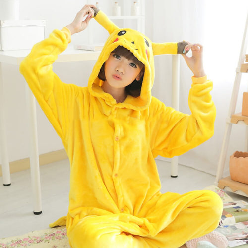 Кигуруми мягкая желтая пижама с капюшоном в виде Пикачу (для взрослых и детей)