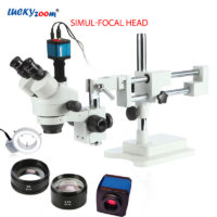 Luckyzoom 3.5X-90X Simul-Focal Тринокулярный cтерео микроскоп
