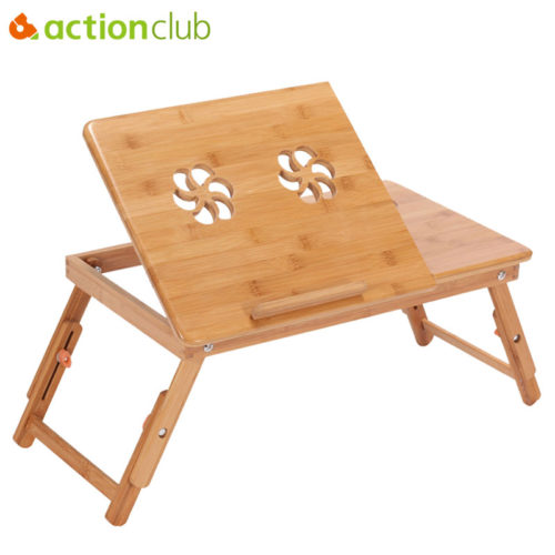 Actionclub портативный складной бамбуковый столик подставка с вентилятором для ноутбука