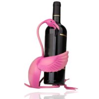 Металлический держатель подставка для бутылки вина в виде розового фламинго