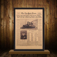 Винтажный плакат с новостями из газеты о Титанике
