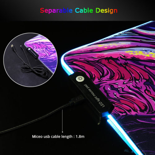 Sovawin светящийся RGB LED коврик для мыши с рисунком чудовища дракона 80×30 см