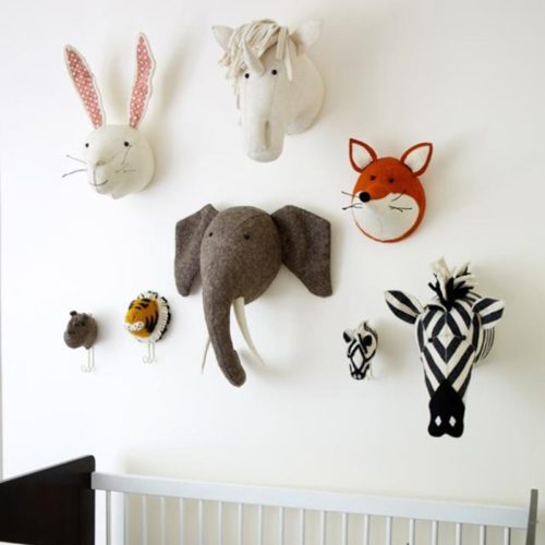 Мягкие головы животных в детскую комнату на стену